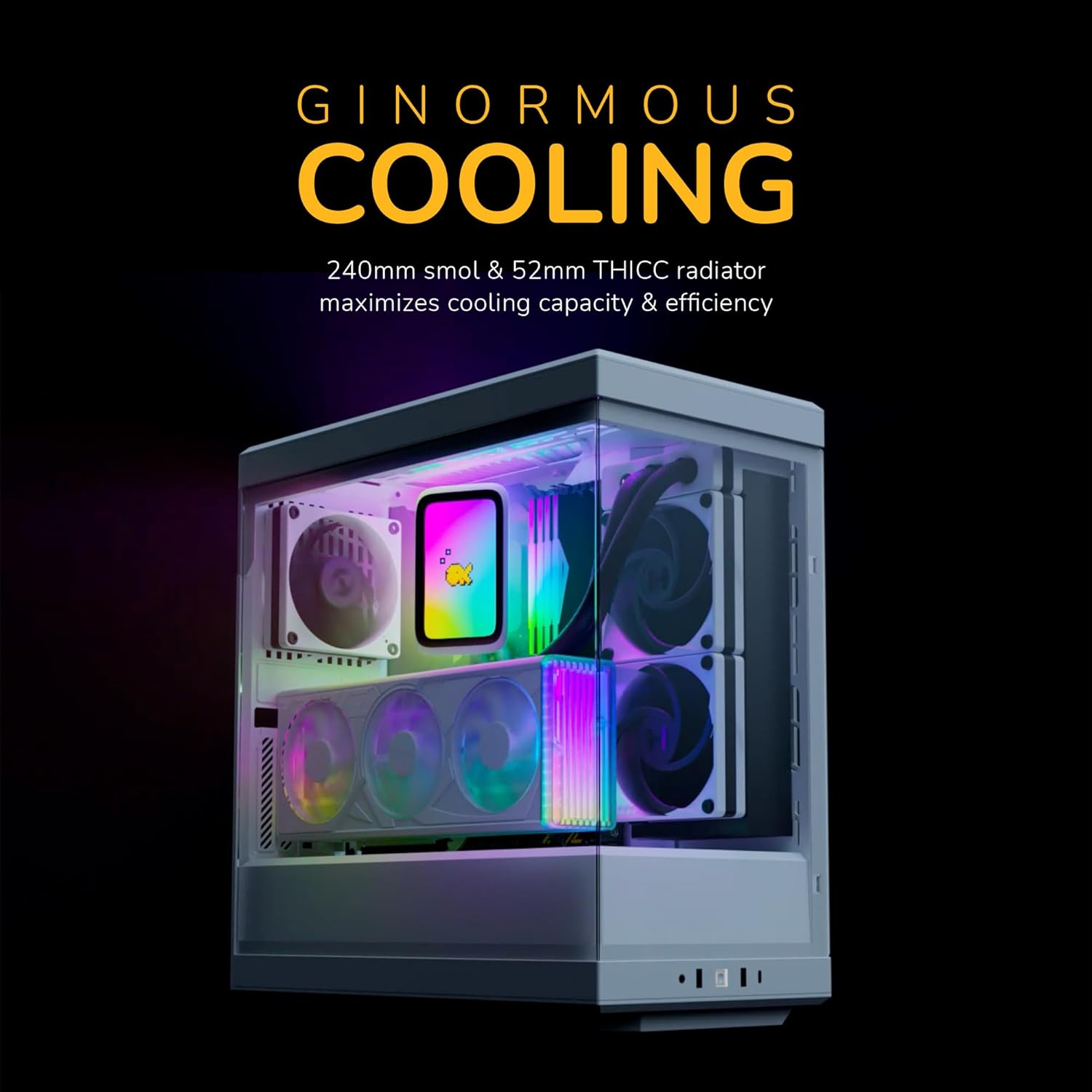 HYTE Thicc Q60 Digital 240mm AIO Liquid Cooling System – 5” Ultraslim HD Display, 42-Pixel qRGB, Dual Harmonic Pumps – High-Performance White HYTE Thicc Q60 Digital 240mm AIO Liquid Cooling System – 5” Ultraslim HD Display, 42-Pixel qRGB, Dual Harmonic Pumps – High-Performance White